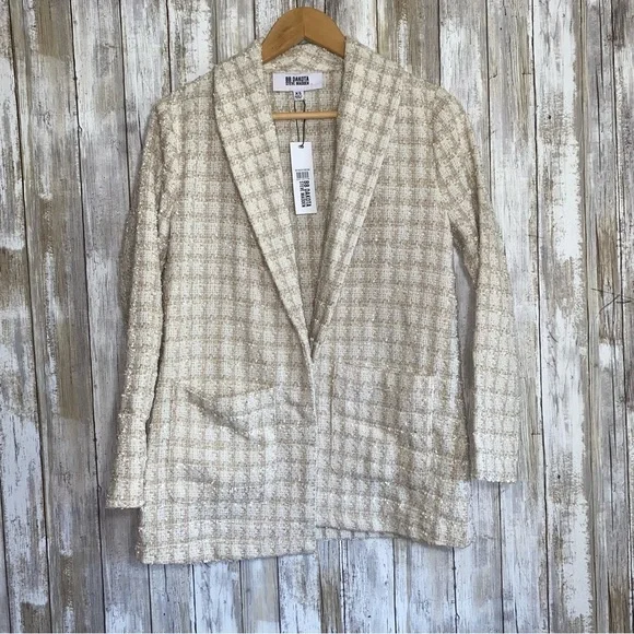 NWT BB Dakota Steve Madden Geek Chic Tweed Ivory Blazer - Picture 2 of 6